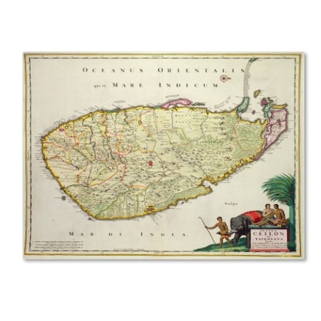 Nicolas Visscher 'Map Of Ceylon 1626' Canvas Art,14x19